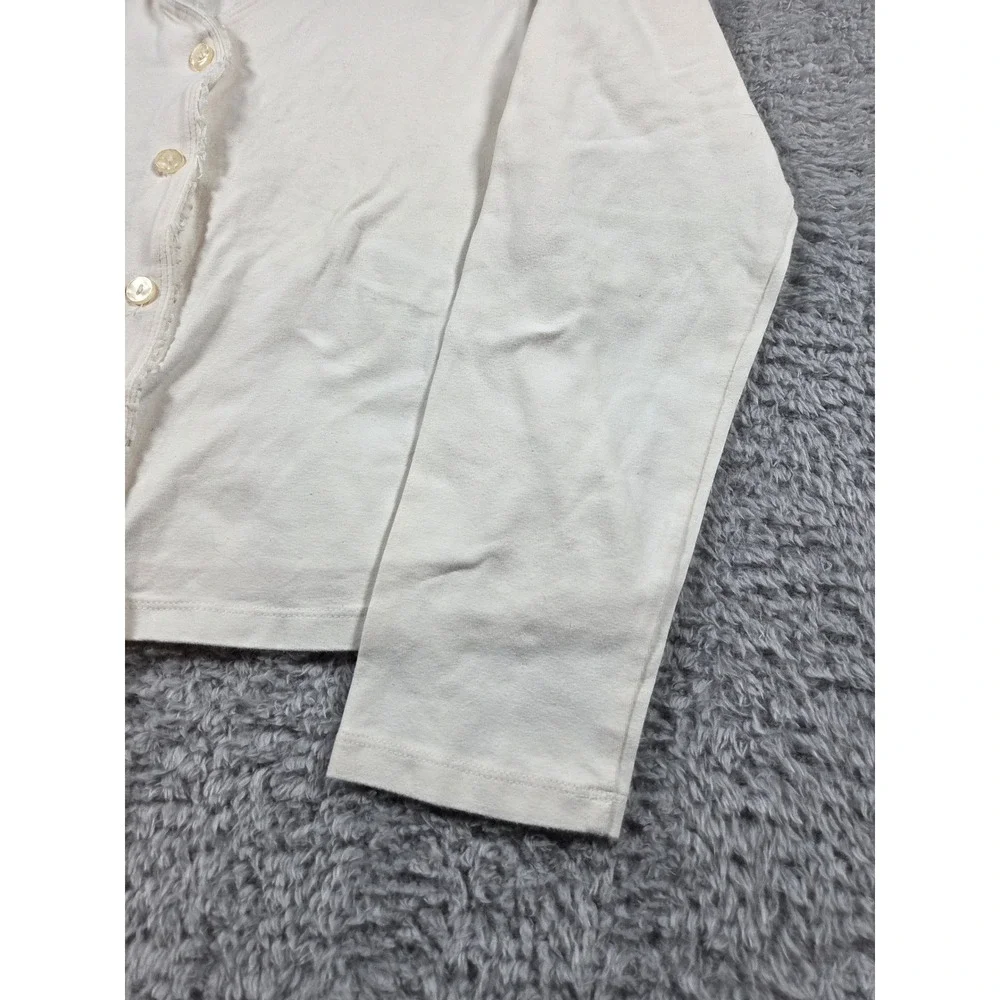 Mercer & Madison Cardigan L Cream Womens Lace Trim Button Front Long‎ Sleeve Top